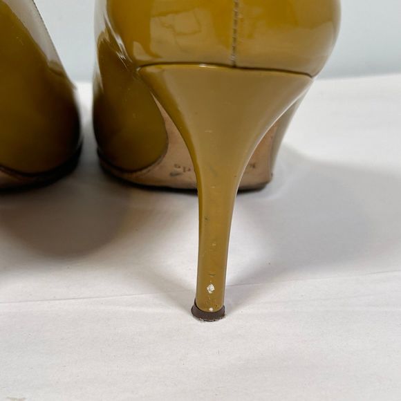 Kate Spade Patent Leather Round‎ Toe Pump Heels Womens 6.5 Tan - Picture 4 of 12